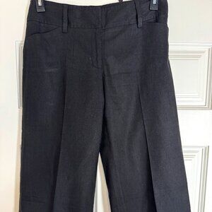 White House Black Market Legacy Crop Pants Womens 6 Black Linen Wide Leg Career